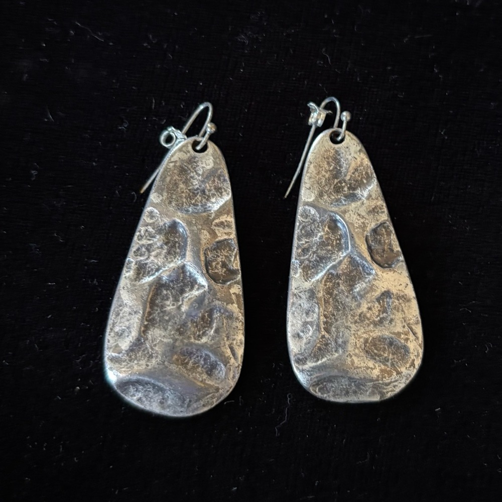 Pewter/ Silver Textured Teardrop Earrings